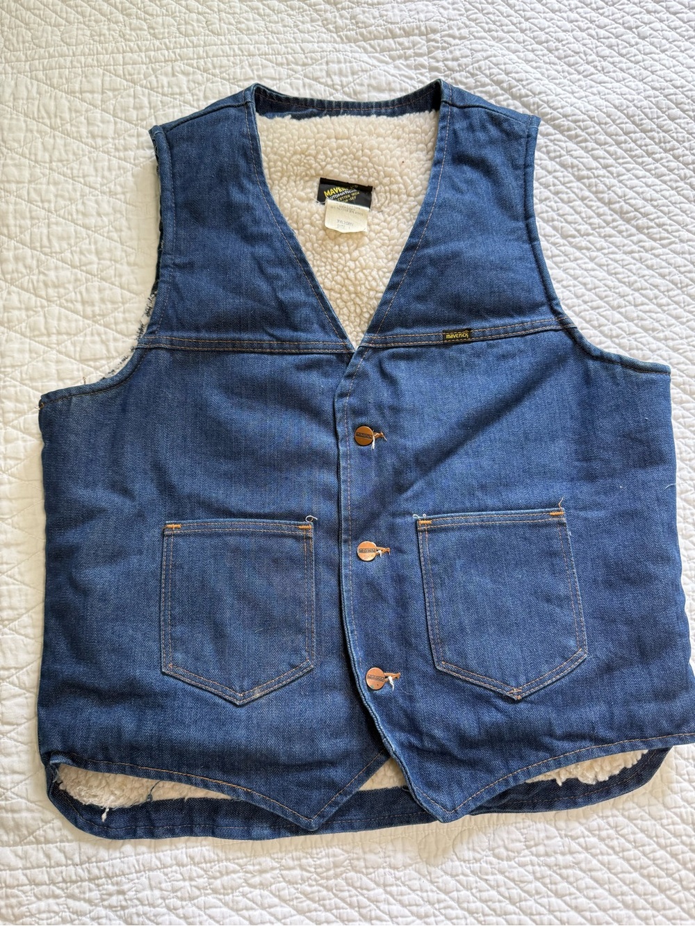 Maverick Men's Blue Denim Sherpa-Lined Vest